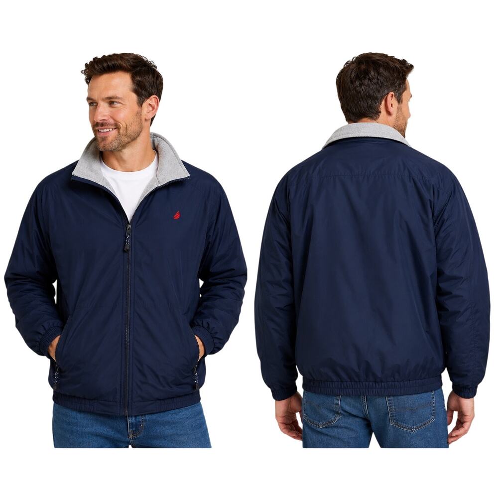 Cuffy’s of Cape Cod Navy Sherpa Lined Full Zip Windbreaker Jacket, Men's Medium